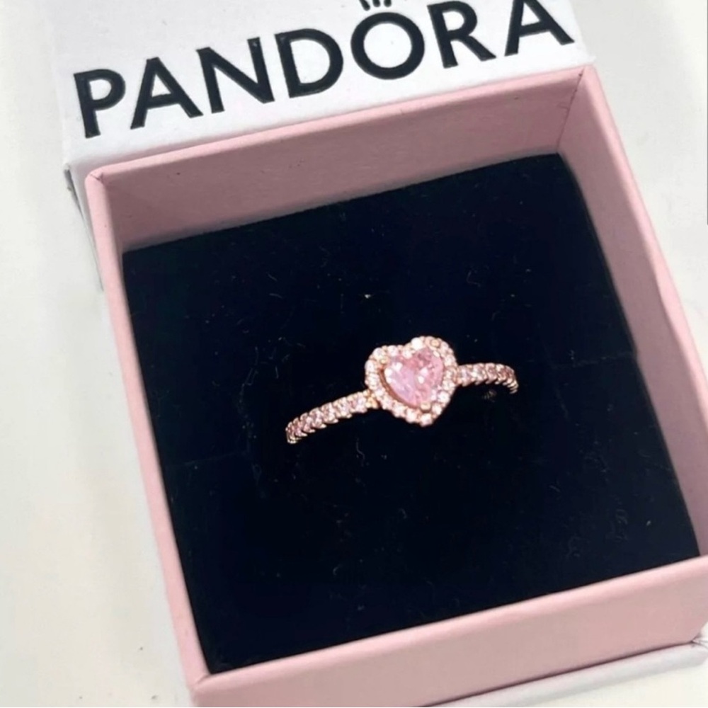 Pandora Pink Heart Ring with Sparkling Accents
